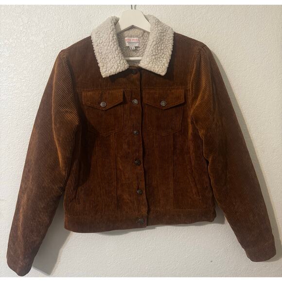 Miss‎ Posh Corduroy Jacket Sherpa Collar and Lining Brown Size Small - Picture 1 of 9